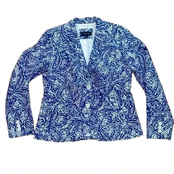 TALBOTS Navy Blue and White Blazer Like New - Picture 4 of 16